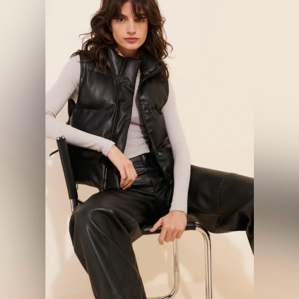 Black Puffer Cropped Vegan Leather
